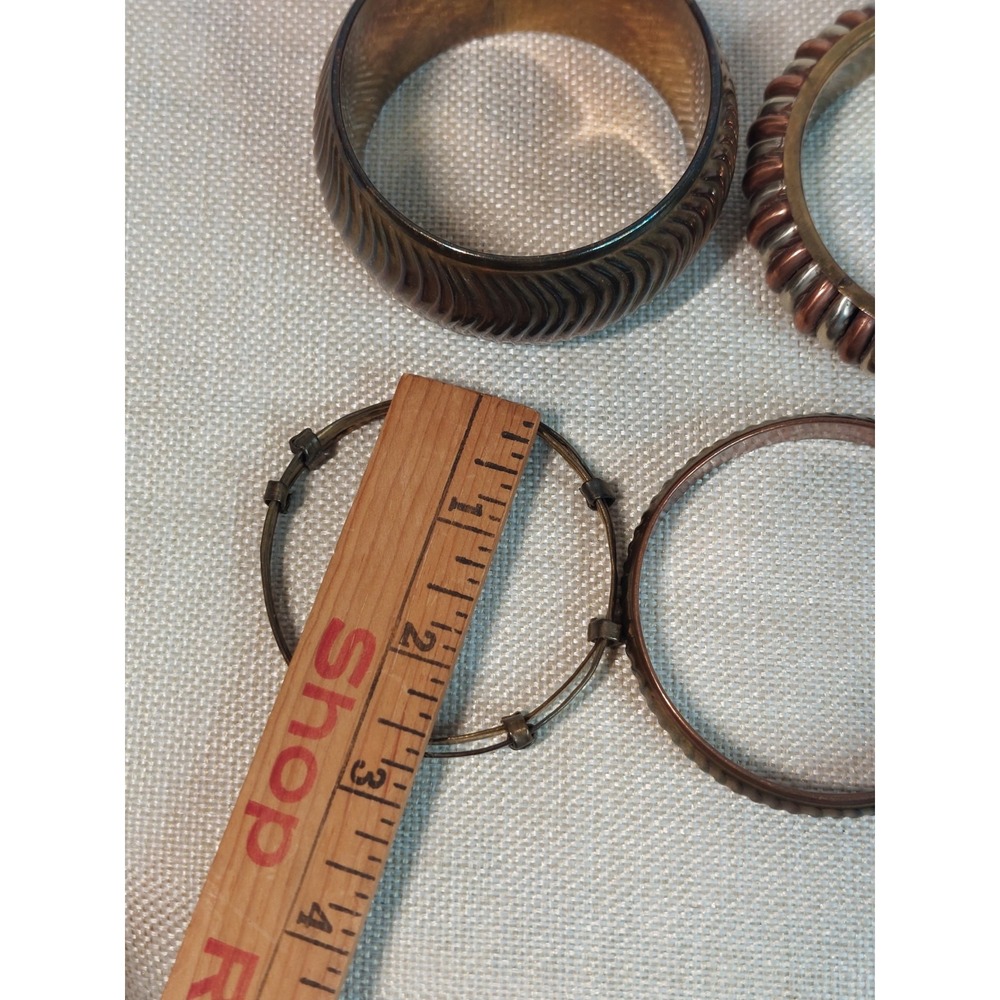 Vintage 1970s Bangle Bracelet Lot Stack Copper Brass Bohemian Coastal Cowgirl - Picture 15 of 16